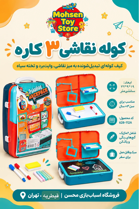 کوله پشتی نقاشی مدل 628112A